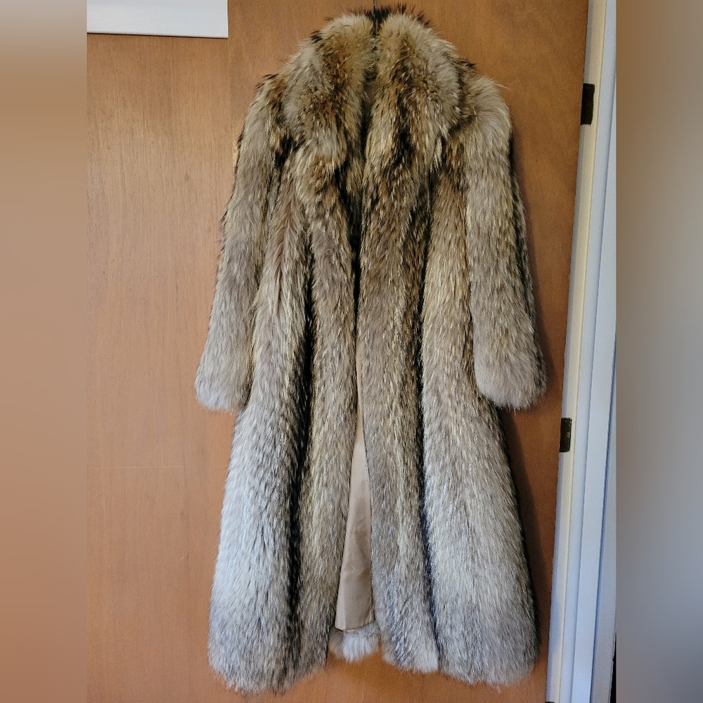 Real Full Length Raccoon Fur Coat